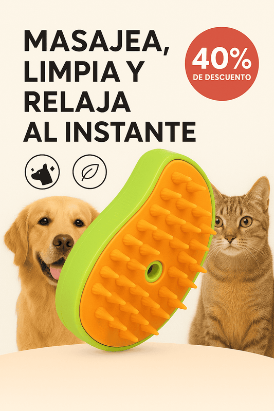 Cepillo Vapor PetGlow 3-en-1 Para Mascotas