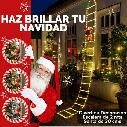 Papá Noel™ - Escalera con Luces Navideñas 2MTS+ OBSEQUIO