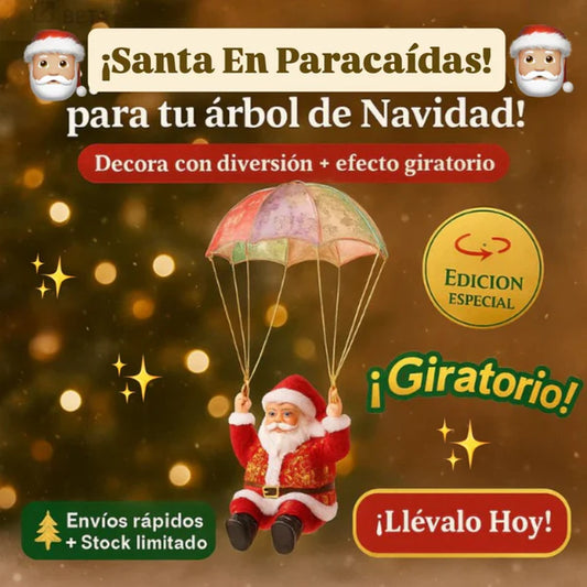 PAPÁ NOEL EN PARACAÍDAS - VUELO REALISTA CON GIROS Y SONIDO